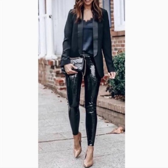 SPANX Sequin Faux Leather Leggings - Picture 4 of 9